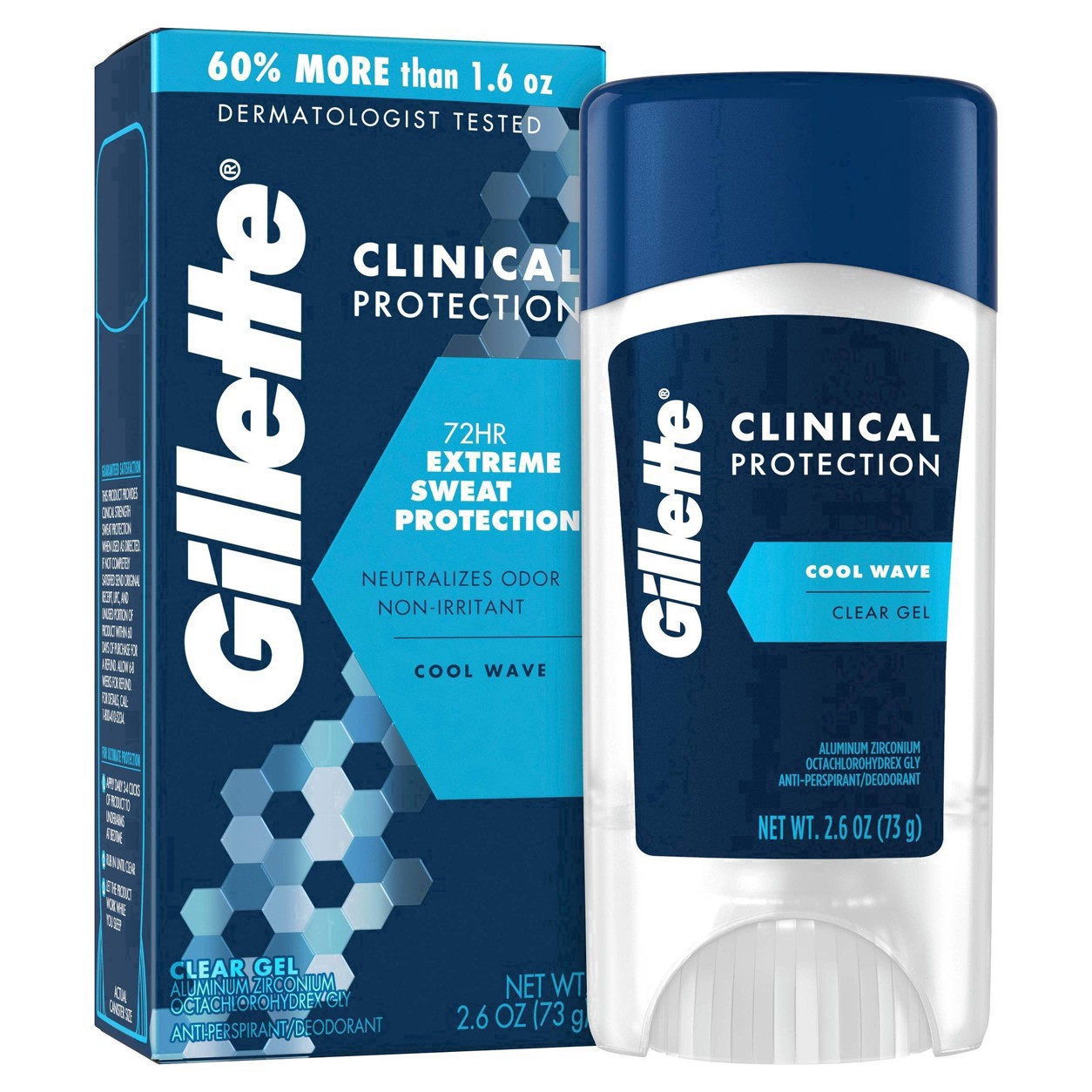 slide 56 of 56, Gillette Antiperspirant Deodorant for Men, Clinical Clear Gel, Cool Wave, 72 Hr. Sweat Protection, 2.6 oz, 2.6 oz