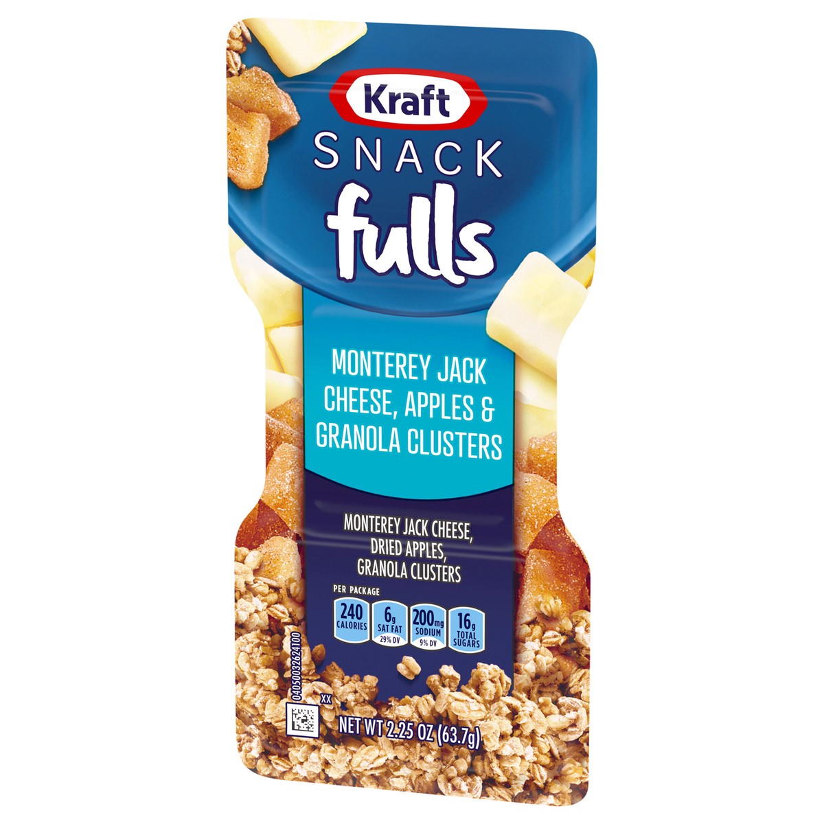 slide 2 of 13, Kraft Trios SnackFulls Monterey Jack Cheese, Dried Apples & Granola Clusters Snack Pack, 2.25 oz Tray, 2.25 oz