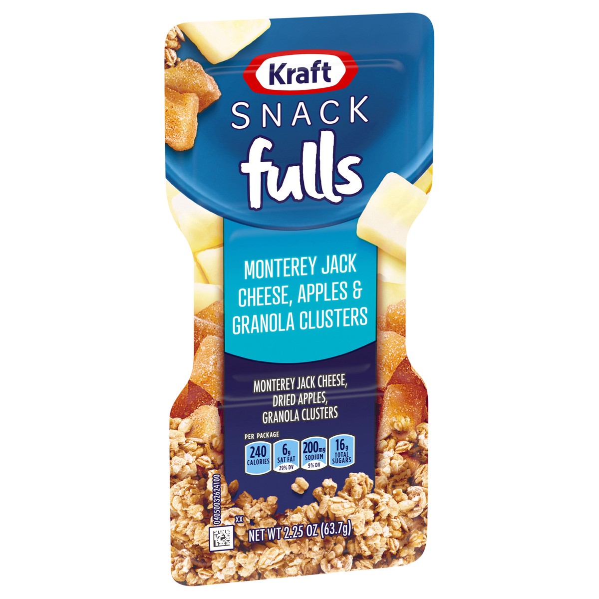 slide 9 of 13, Kraft Trios SnackFulls Monterey Jack Cheese, Dried Apples & Granola Clusters Snack Pack, 2.25 oz Tray, 2.25 oz