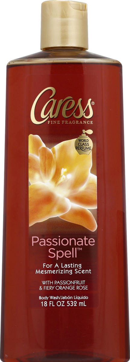 slide 1 of 8, Caress Passionate Spell Passion Fruit & Fiery Orange Rose Body Wash, 18 fl oz