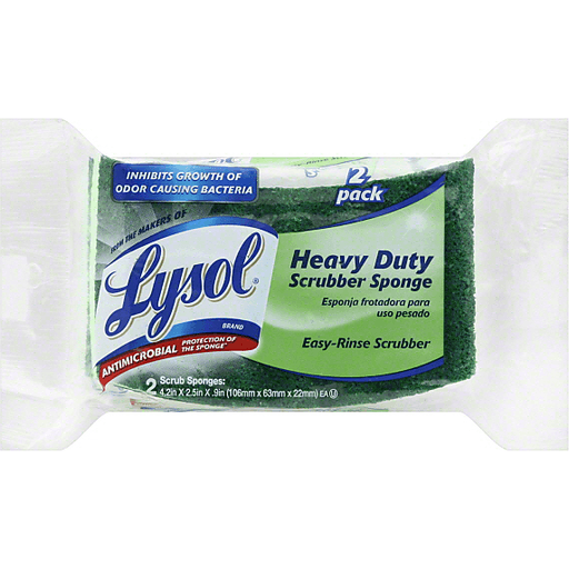 slide 1 of 1, Lysol Heavy-Duty Cellulose Scrub Sponges, 2 ct