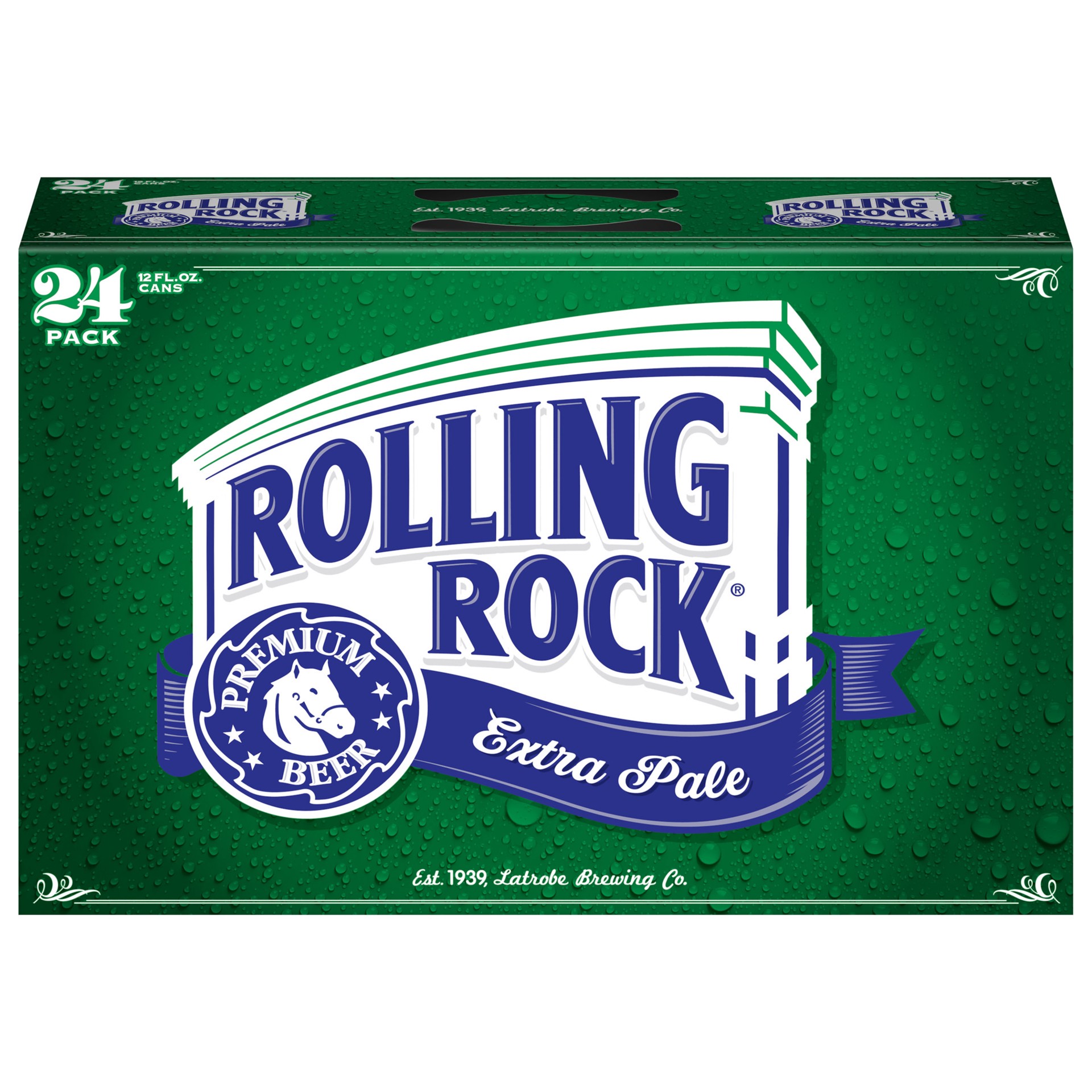 slide 1 of 8, Rolling Rock Extra Pale, 24 Pack 12 fl. oz. Cans, 4.6% ABV, 288 fl oz