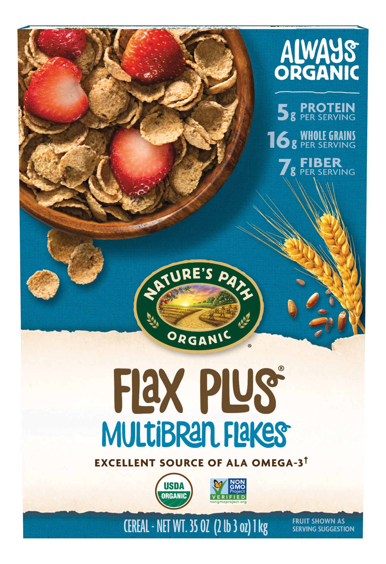 slide 1 of 4, Nature's Path Organic Flax Plus Multibran Flakes Cold Cereal 35oz Box, 35 oz