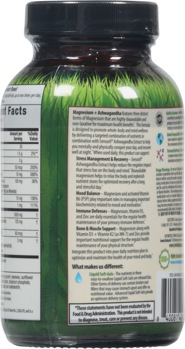 slide 3 of 13, Irwin Naturals Triple-Source Magnesium + Ashwagandha 60 Softgels, 60 ct