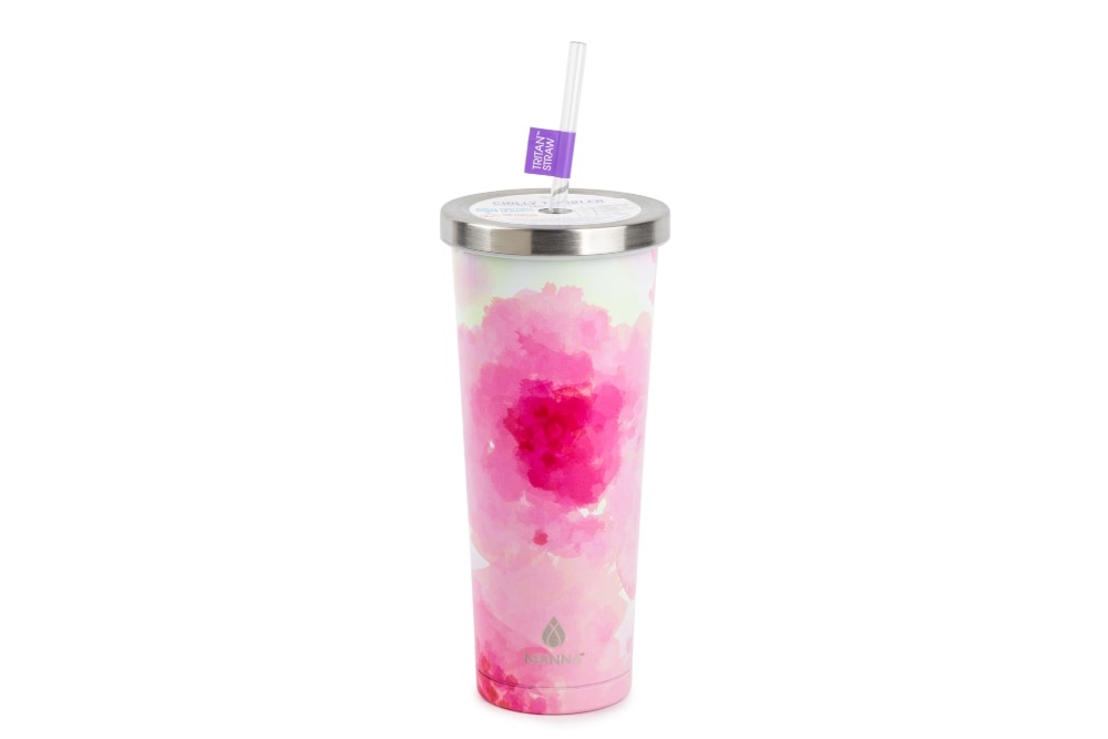 slide 1 of 1, Manna Stainless Steel Chilly Tumbler - Pink Water Color, 24 oz