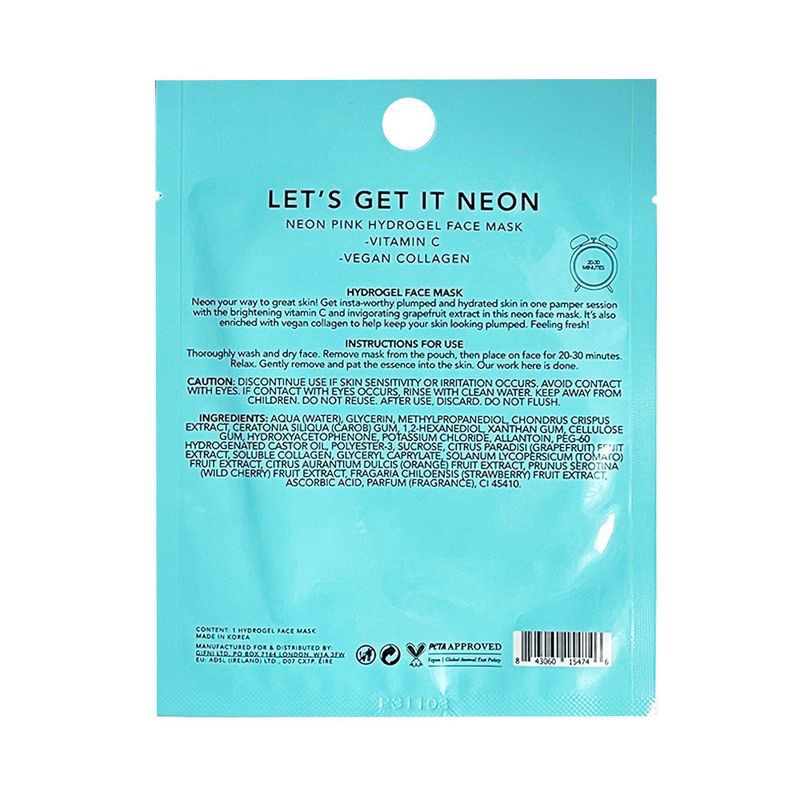 slide 2 of 3, Holler and Glow Face The Neon Hydrogel Face Mask - Neon Pink, 1 ct