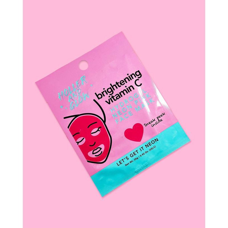 slide 3 of 3, Holler and Glow Face The Neon Hydrogel Face Mask - Neon Pink, 1 ct