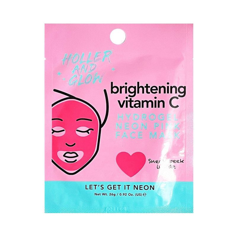 slide 1 of 3, Holler and Glow Face The Neon Hydrogel Face Mask - Neon Pink, 1 ct