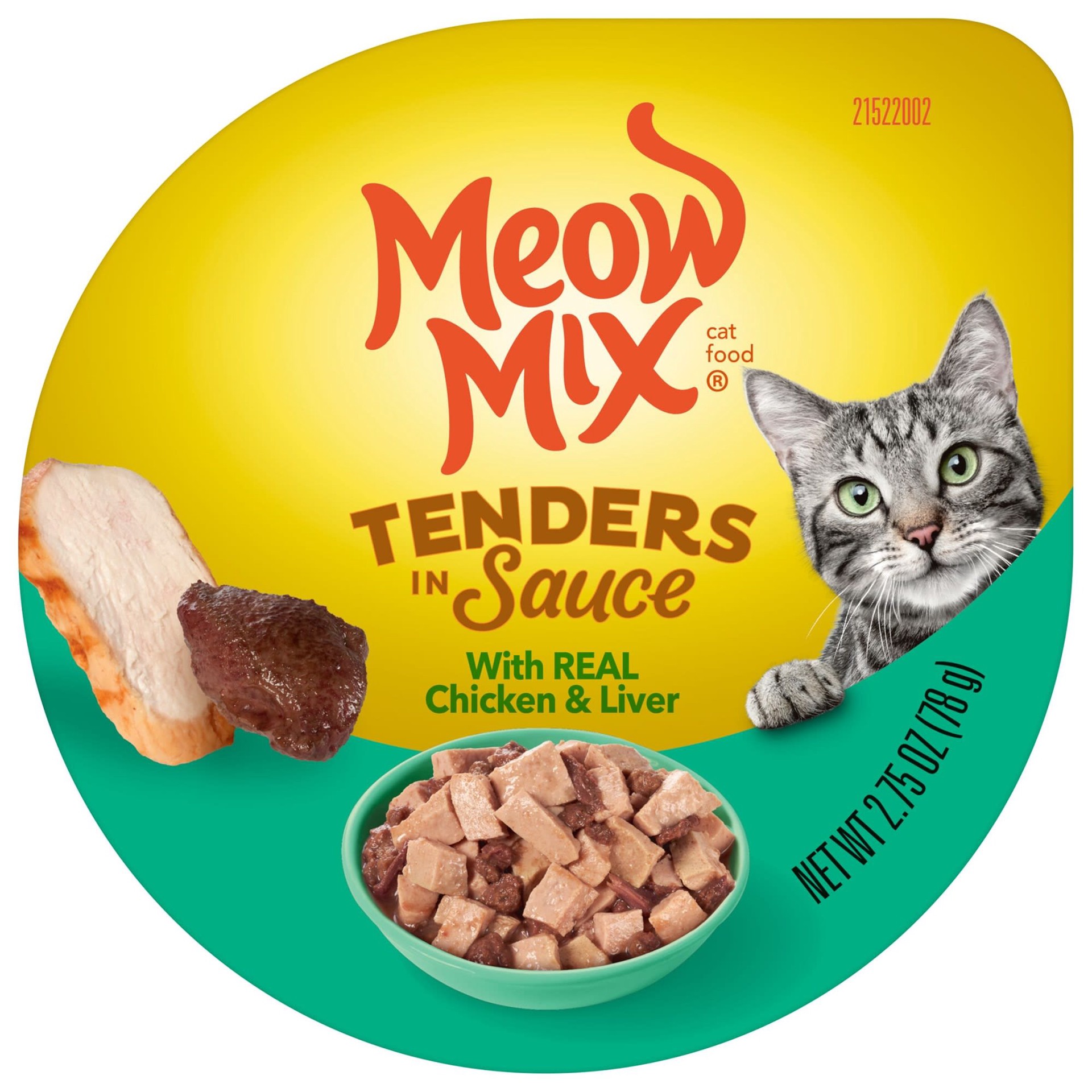 slide 1 of 9, Meow Mix Tenders in Sauce with Real Chicken & Liver Cat Food 2.75 oz, 2.75 oz