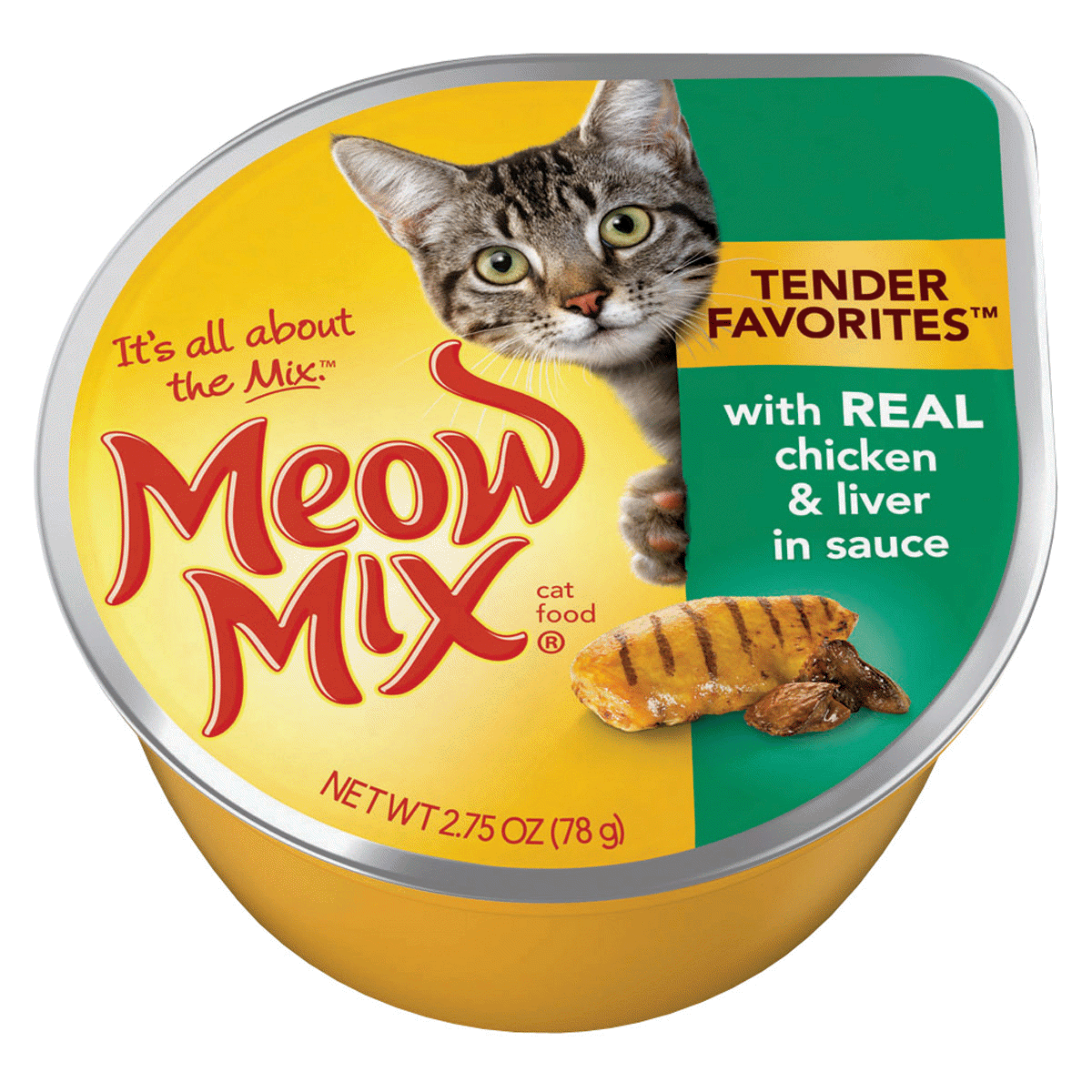 slide 1 of 1, Meow Mix Tender Favorites Cat Food, with Real Chicken & Liver in Sauce, 2.75 oz