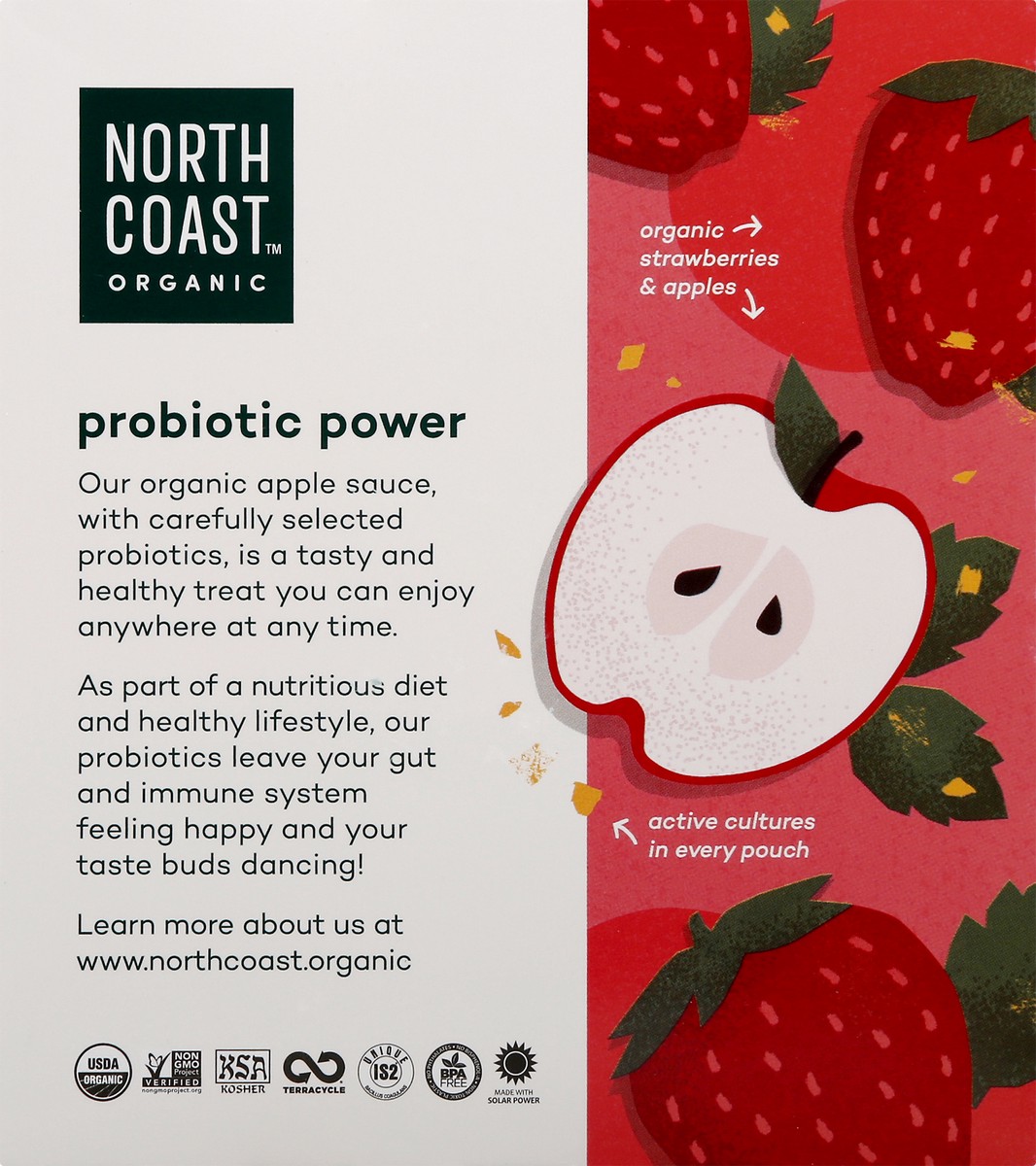 slide 12 of 12, North Coast Apple Sauce + Probiotics 4 ea, 4 ct