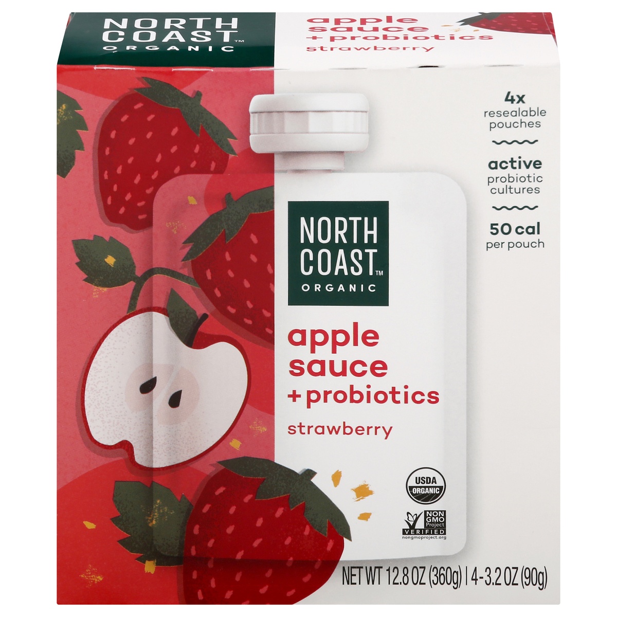 slide 1 of 1, North Coast Apple Sauce + Probiotics 4 ea, 4 ct