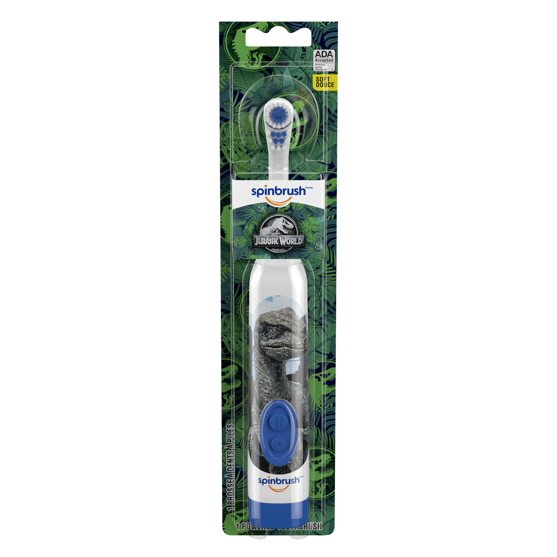 slide 1 of 9, Spinbrush Jurassic World Kid''s Spinbrush Electric Toothbrush, Battery Powered, Soft Bristles, 1 ct