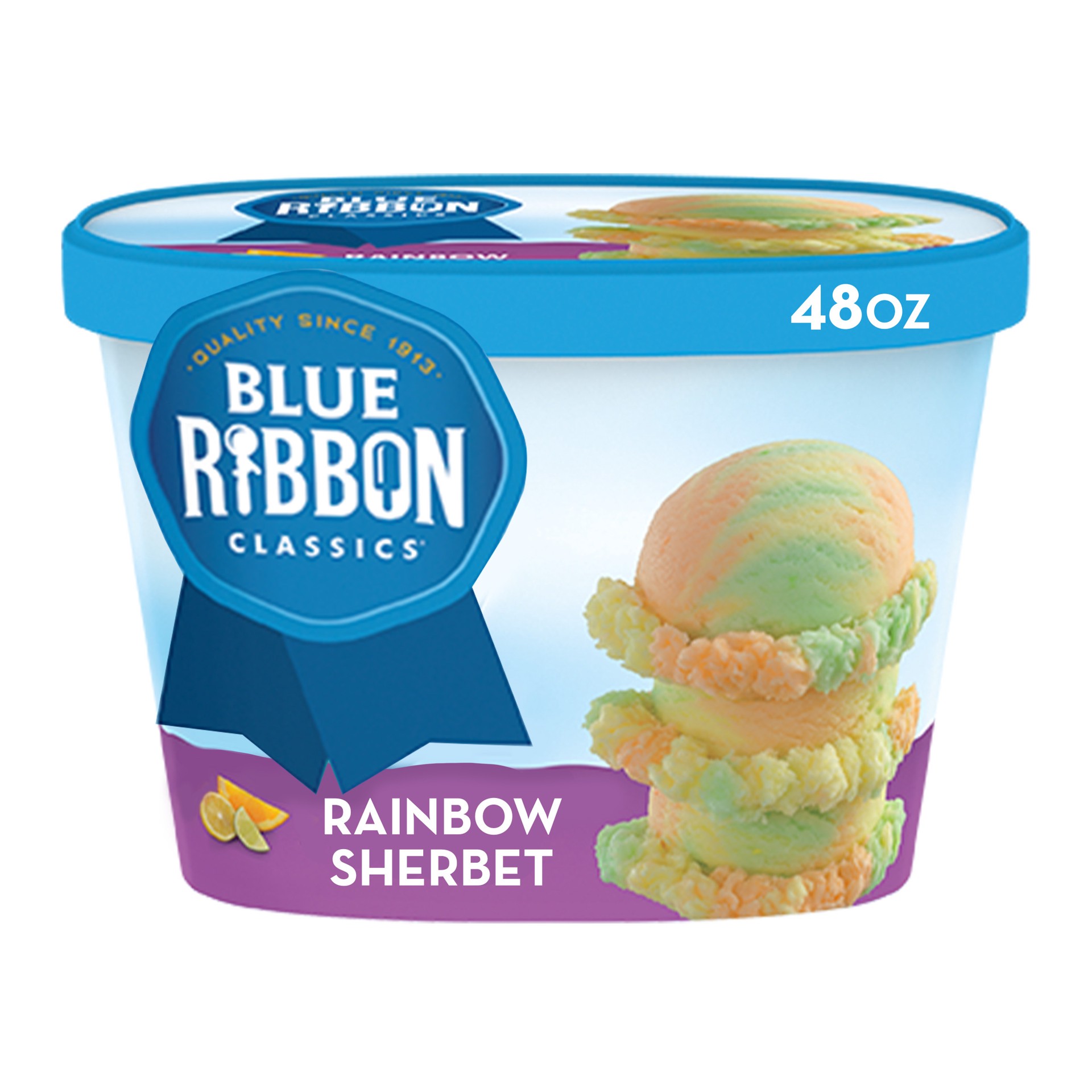 slide 1 of 10, Blue Ribbon Classics Rainbow Fat Free Sherbet, 48 fl oz, 48 fl oz