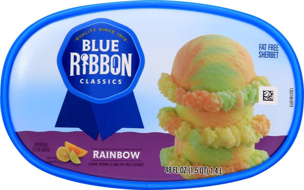 slide 8 of 10, Blue Ribbon Classics Rainbow Fat Free Sherbet, 48 fl oz, 48 fl oz
