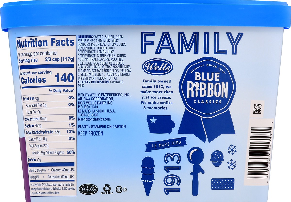 slide 9 of 10, Blue Ribbon Classics Rainbow Fat Free Sherbet, 48 fl oz, 48 fl oz