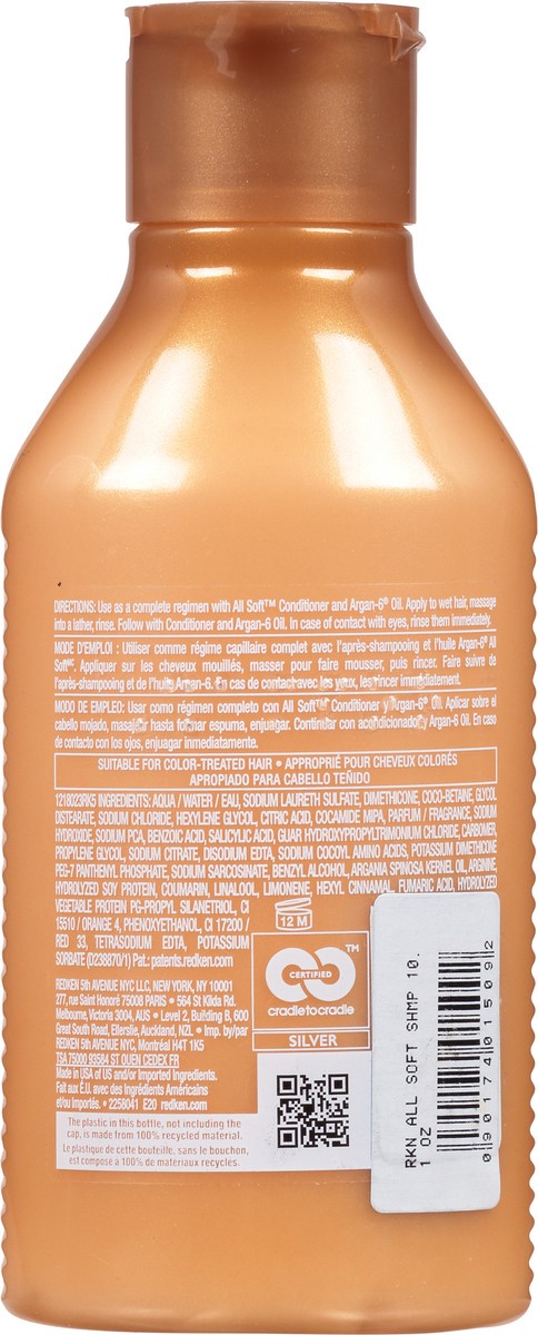 slide 8 of 9, Redken All Soft Shampoo For Dry/Brittle Hair (Gold Bottle), 10.1 fl oz