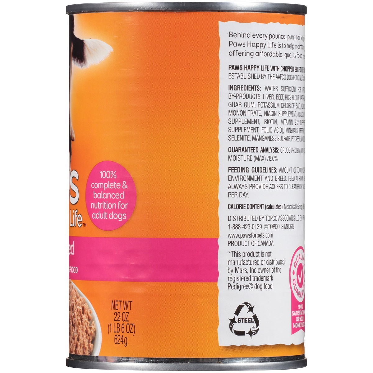 slide 9 of 12, Paws Happy Life Chopped Beef Dog Food, 22 oz