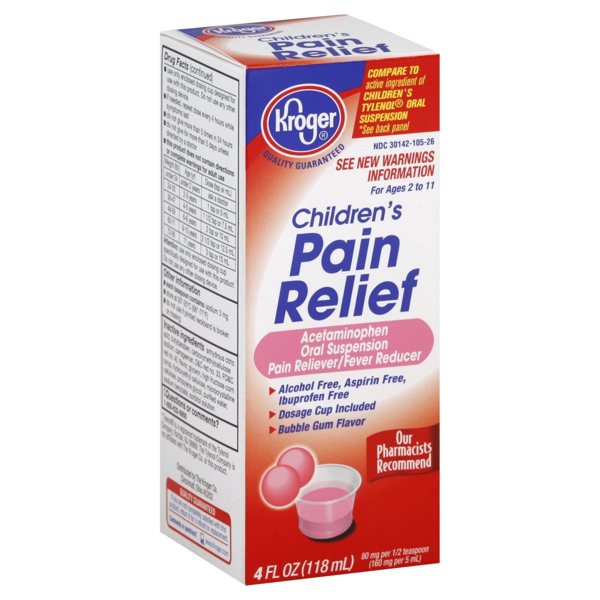 slide 1 of 1, Kroger Children's Pain & Fever Relief, 4 fl oz