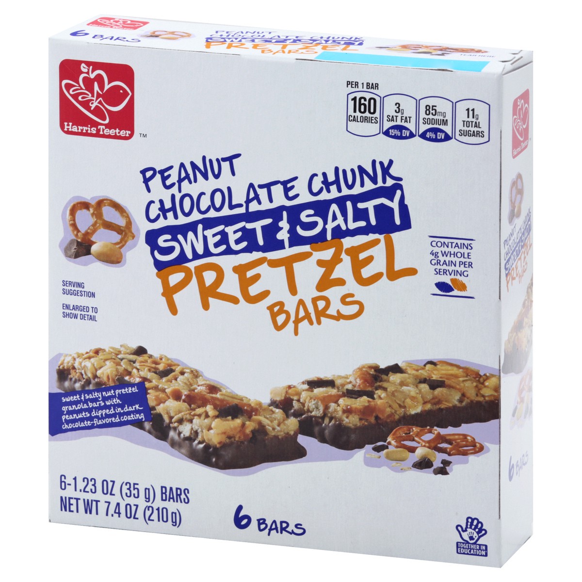 slide 9 of 10, Harris Teeter Peanut Chocolate Chunk Sweet & Salty Pretzel Bars, 6.2 oz