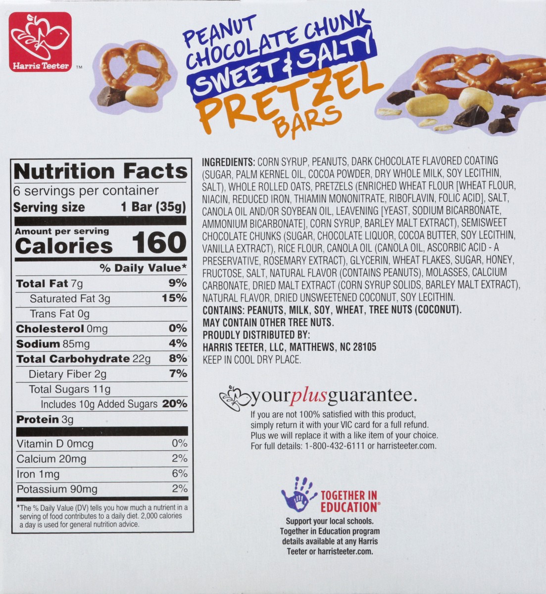 slide 10 of 10, Harris Teeter Peanut Chocolate Chunk Sweet & Salty Pretzel Bars, 6.2 oz