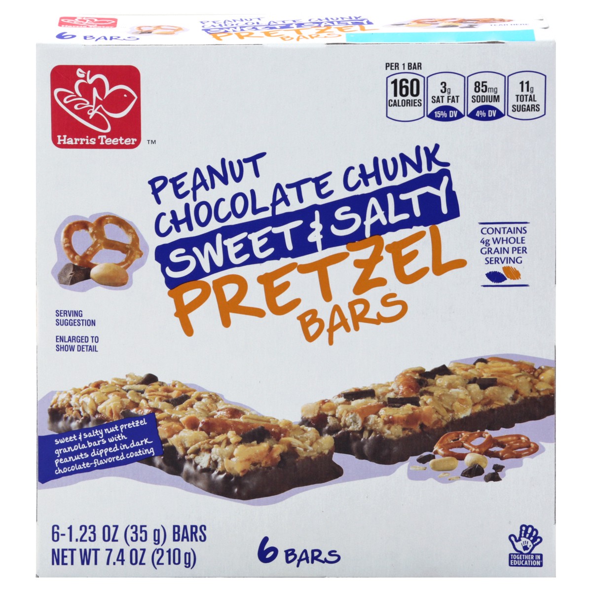 slide 1 of 10, Harris Teeter Peanut Chocolate Chunk Sweet & Salty Pretzel Bars, 6.2 oz