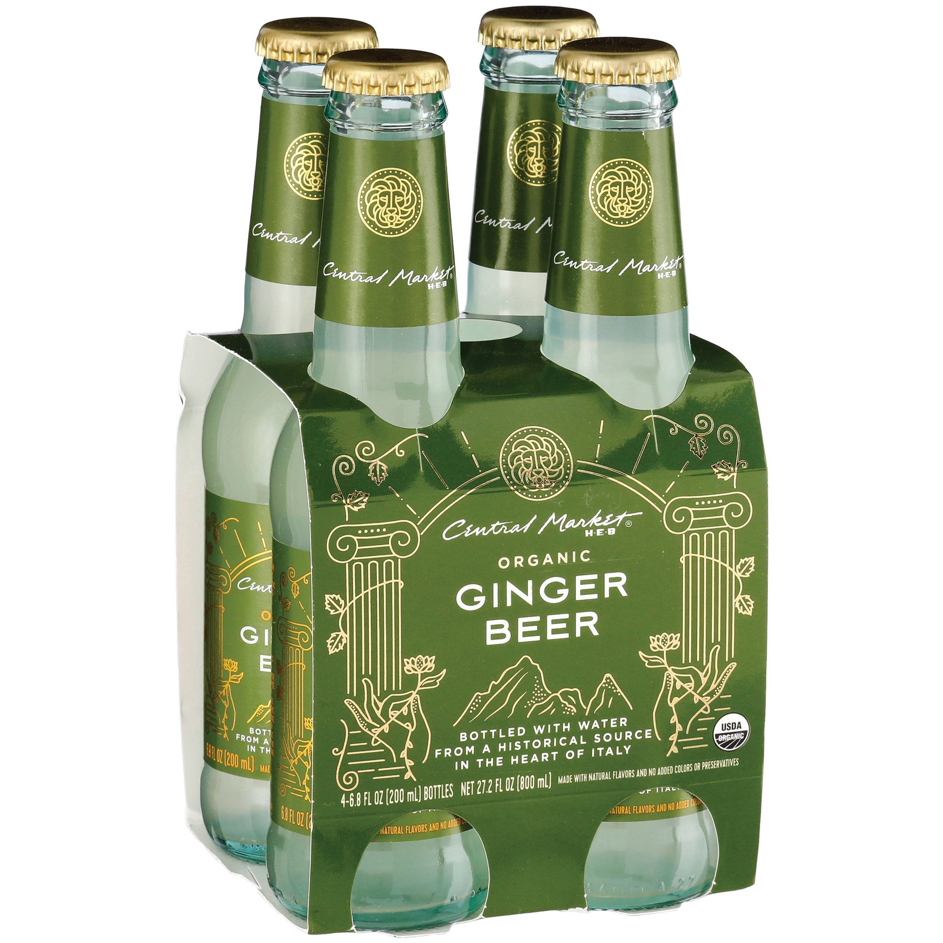 slide 1 of 1, Central Market Organic Ginger Beer 6.8 oz Bottles, 4 ct
