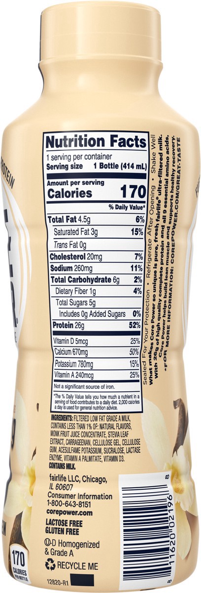 slide 4 of 4, Core Power Protein Vanilla 26g Bottle, 14 fl oz, 14 fl oz