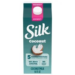 Silk Coconut Milk, Unsweet, Dairy Free, Gluten Free Delicious, Vegan Milk Made with Real Coconuts and 5 Essential Nutrients, 64 fl oz Half Gallon