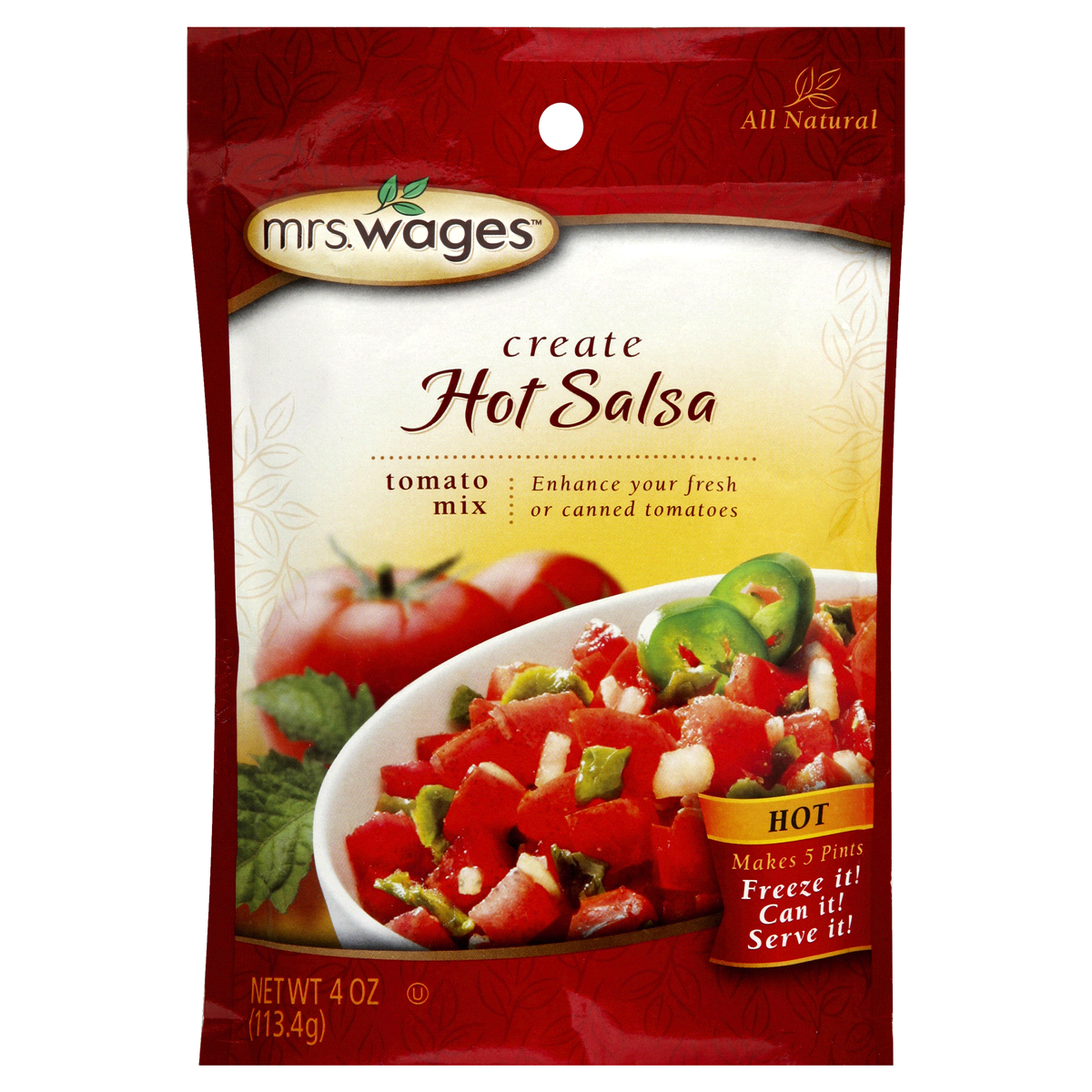 slide 1 of 1, Mrs. Wages Hot Salsa Tomato Mix, 4 oz