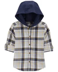 Carter's Baby Plaid Hooded Button-Down Shirt Multi 12M