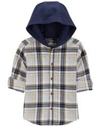 Carter's Baby Plaid Hooded Button-Down Shirt Multi 12M