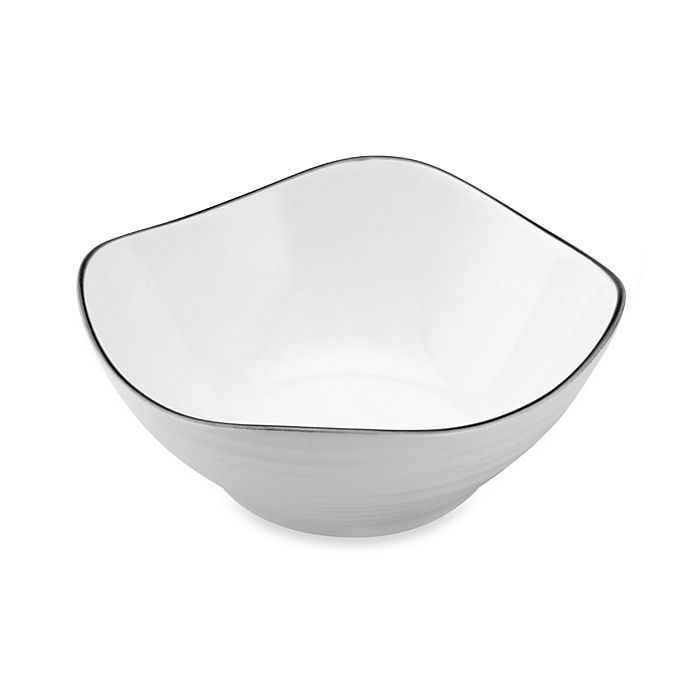 slide 1 of 1, Mikasa Swirl Square Banded White Soup Bowl, 7 in