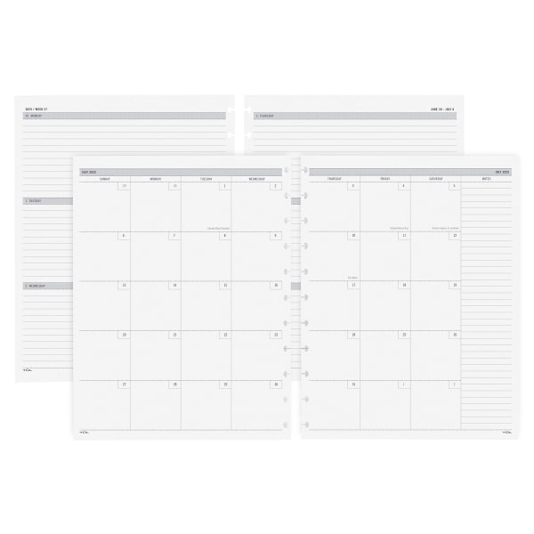 slide 1 of 3, TUL 2025-2026 TUL® Discbound Academic Weekly/Monthly Refill Planner Pages, Letter Size, July To June, 1 ct
