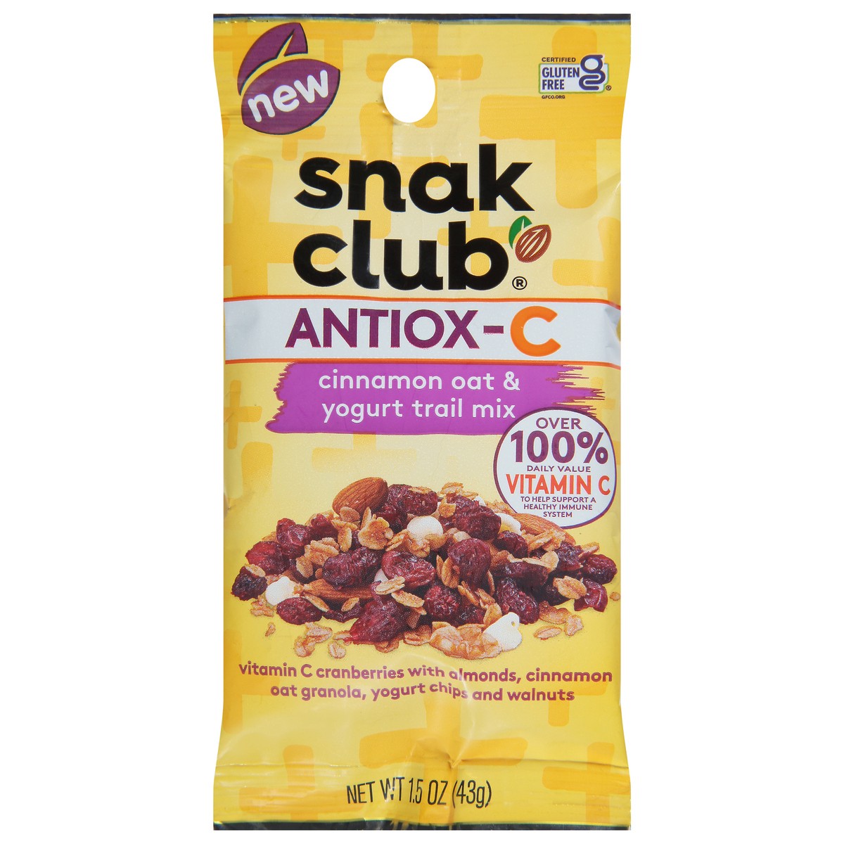 slide 1 of 9, Snack Club Antiox-C Cinnamon Oat & Yogurt Trail Mix 1.5 oz, 1.5 oz