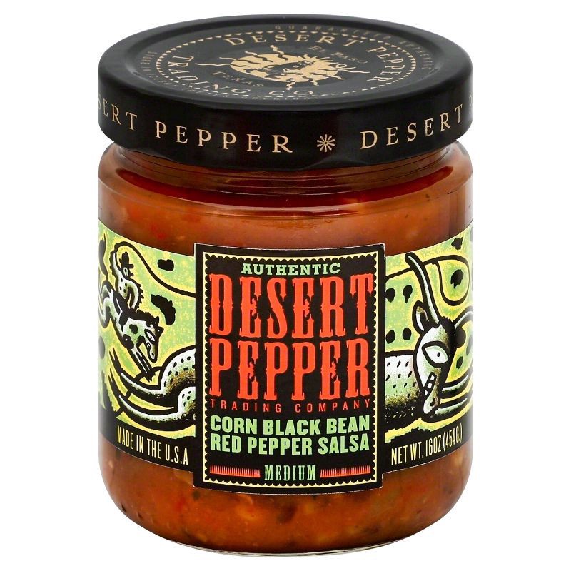 slide 1 of 4, Desert Pepper Trading Authentic Corn Black Bean Red Pepper Salsa, 16 oz