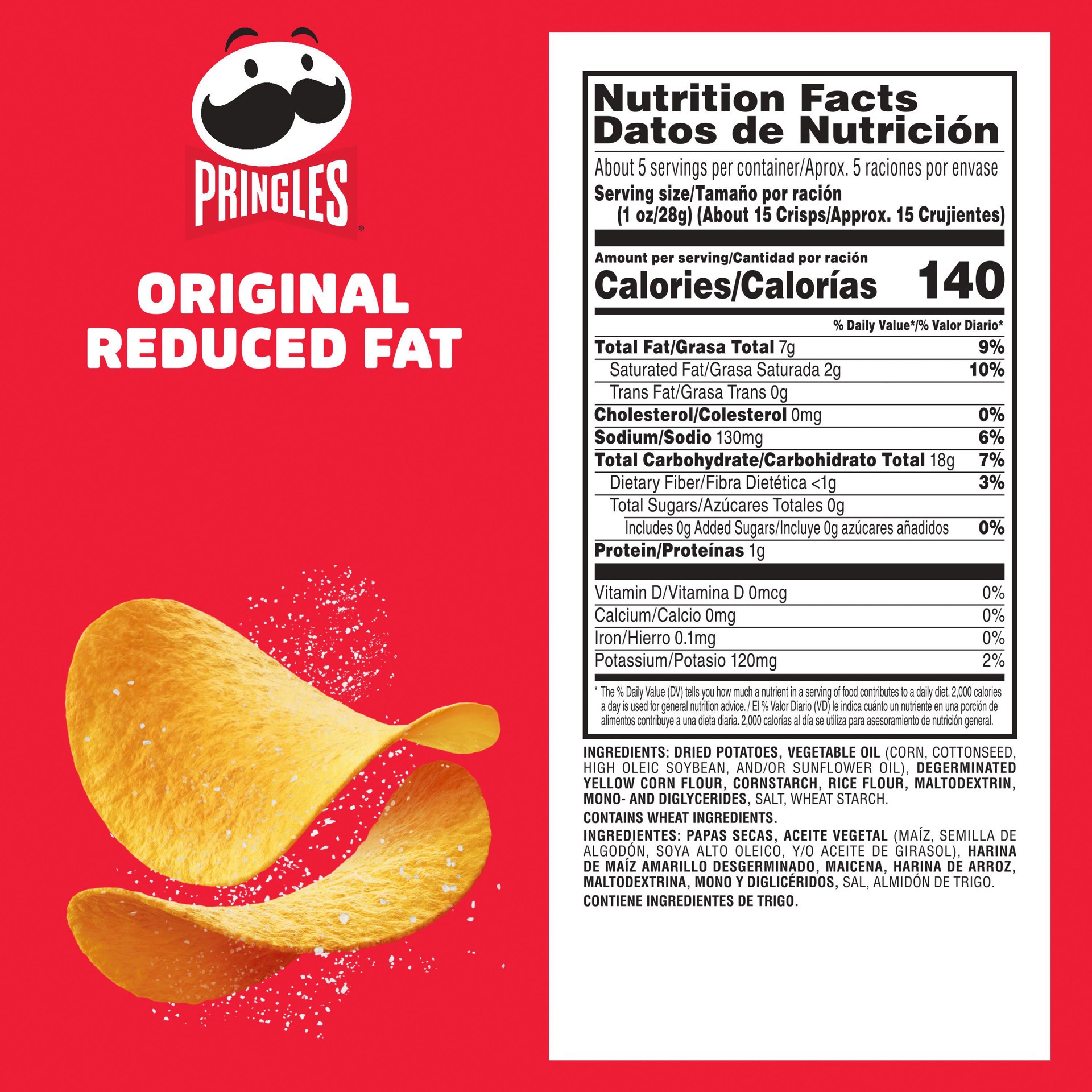 slide 3 of 5, Pringles Potato Crisps Chips, Reduced Fat Original, 4.9 oz, 4.9 oz