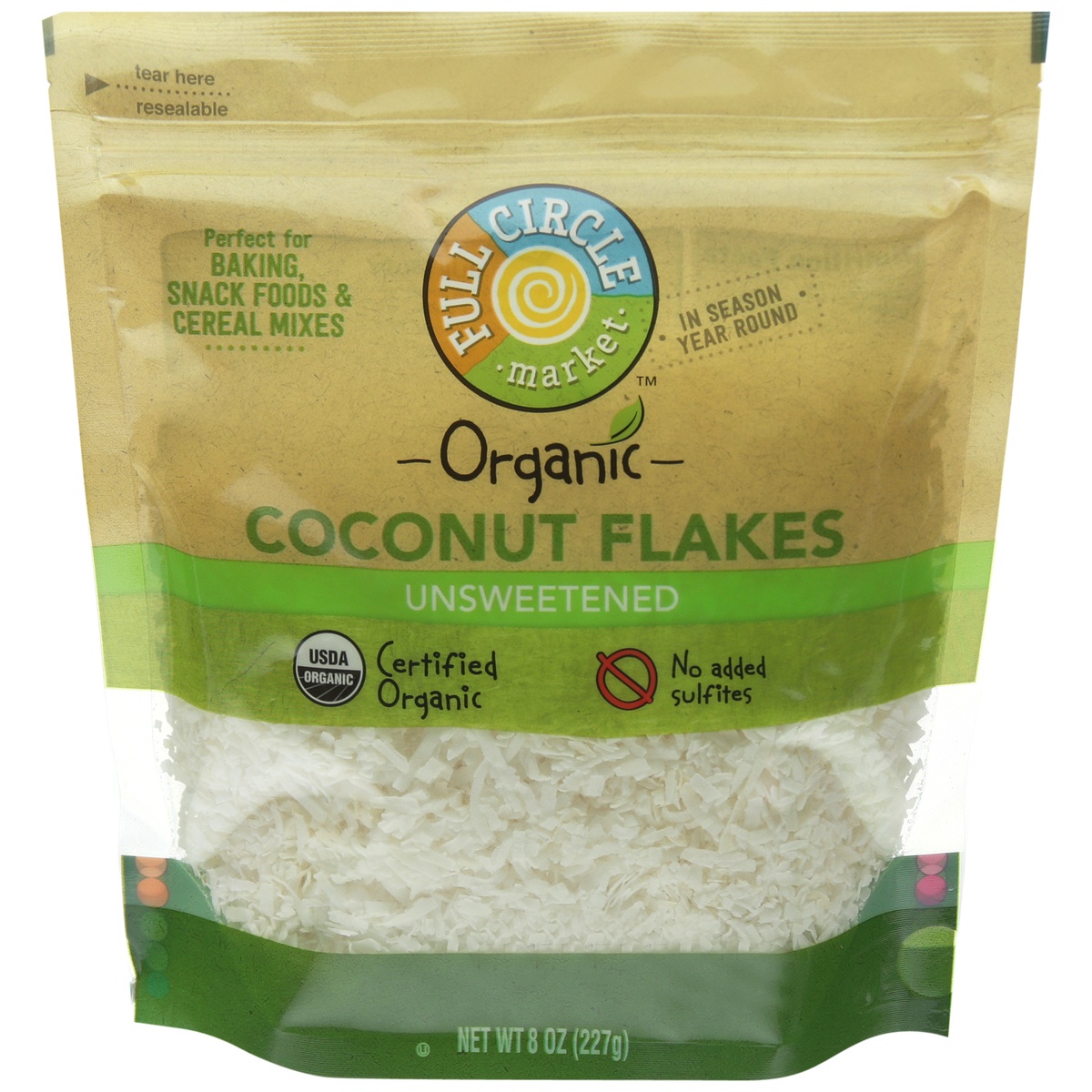 slide 1 of 1, Full Circle Market Unsweetened Coconut Flakes, 8 oz