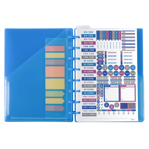 slide 3 of 3, TUL 2025-2026 TUL® Discbound Weekly/Monthly Student Planner, Junior Size, Blue, July To June, 1 ct