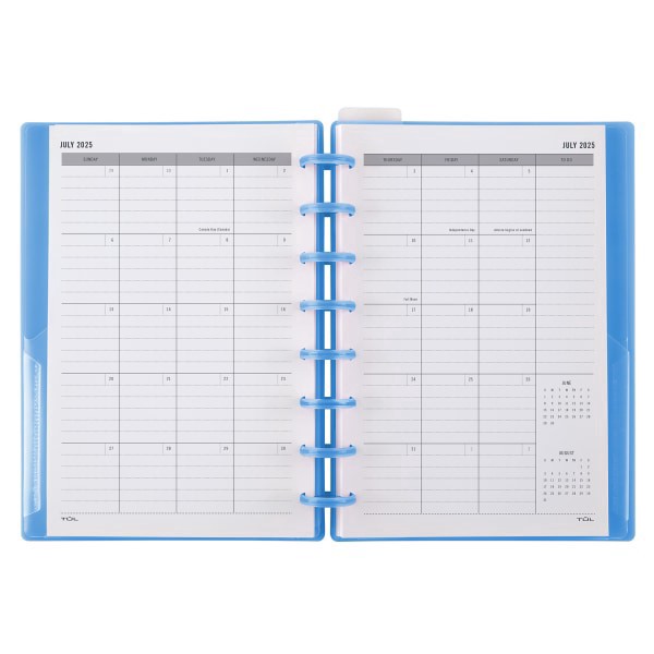 slide 2 of 3, TUL 2025-2026 TUL® Discbound Weekly/Monthly Student Planner, Junior Size, Blue, July To June, 1 ct