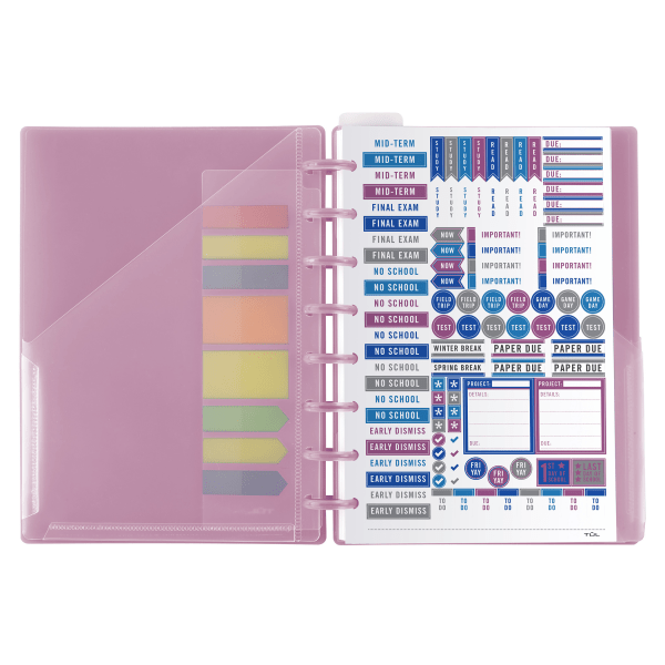 slide 3 of 3, TUL 2025-2026 TUL® Discbound Weekly/Monthly Student Planner, Junior Size, Pink, July To June, 1 ct