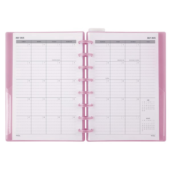 slide 2 of 3, TUL 2025-2026 TUL® Discbound Weekly/Monthly Student Planner, Junior Size, Pink, July To June, 1 ct