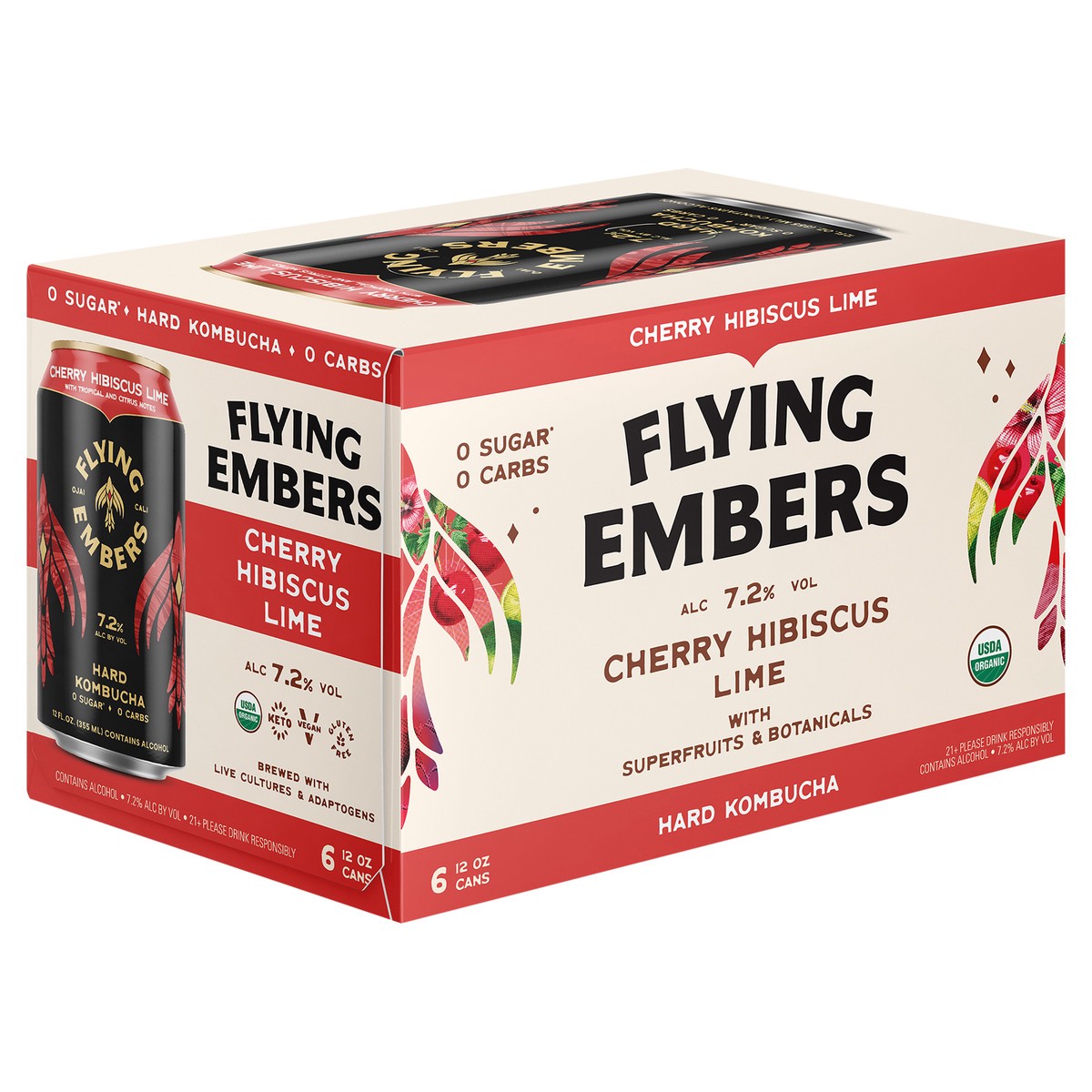 slide 4 of 7, Flying Embers Black Cherry Hard Kombucha, 1 ct