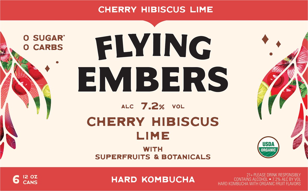 slide 1 of 7, Flying Embers Black Cherry Hard Kombucha, 1 ct