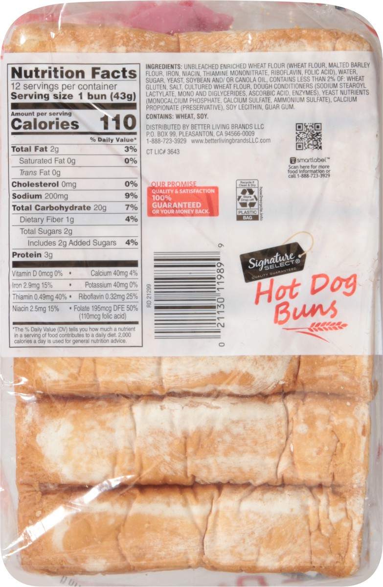 slide 8 of 12, Signature Select Hot Dog Buns 12 ea, 12 ct