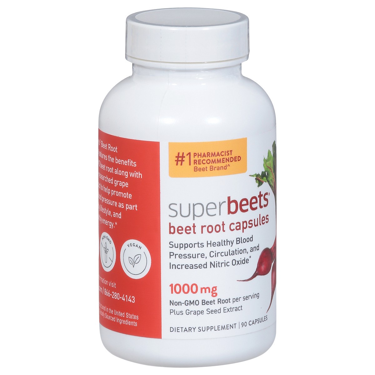 slide 8 of 9, SuperBeets 1000 mg Beet Root 90 Capsules, 90 ct