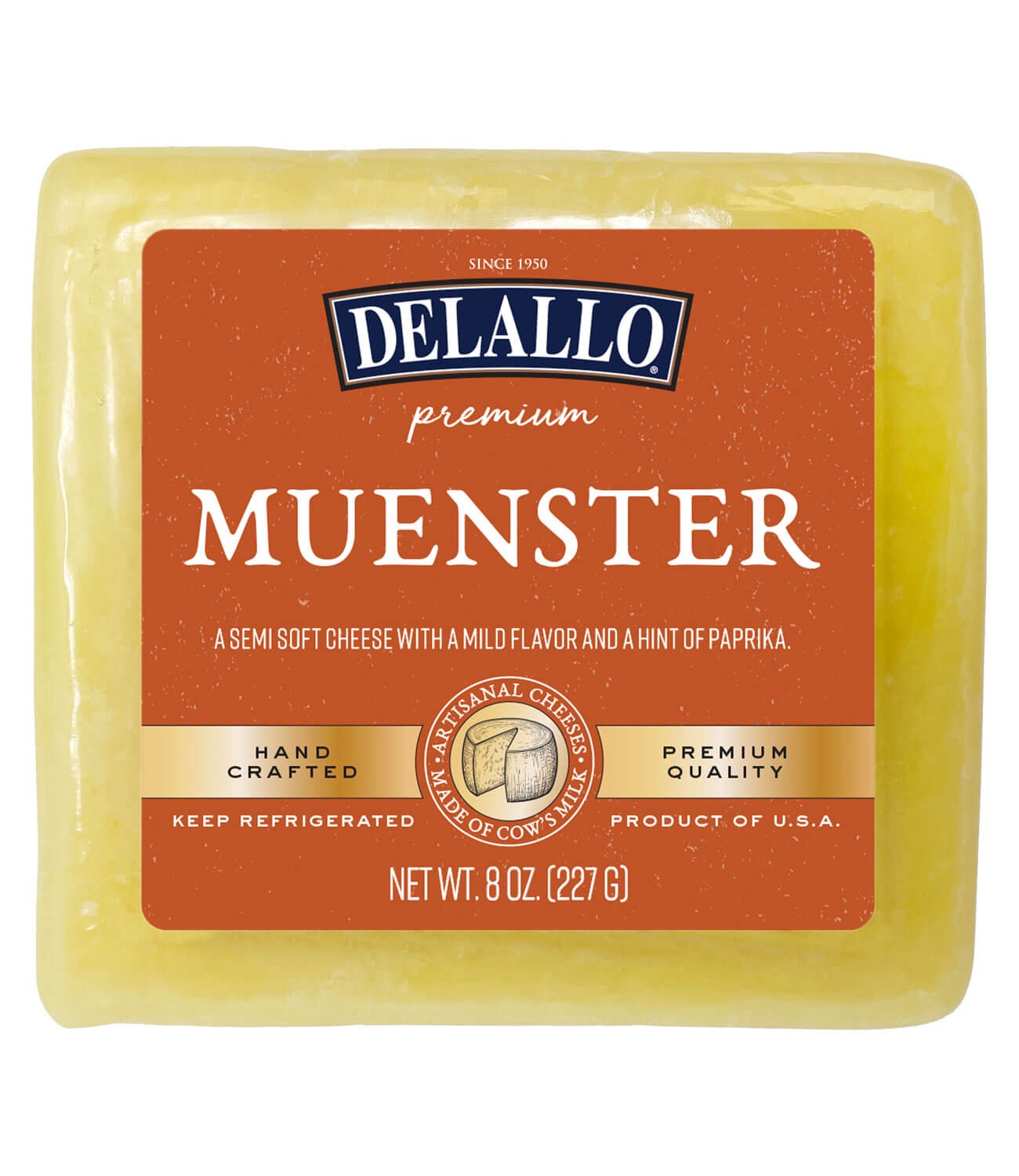 slide 1 of 1, Delallo Muenster Cheese, 8 oz