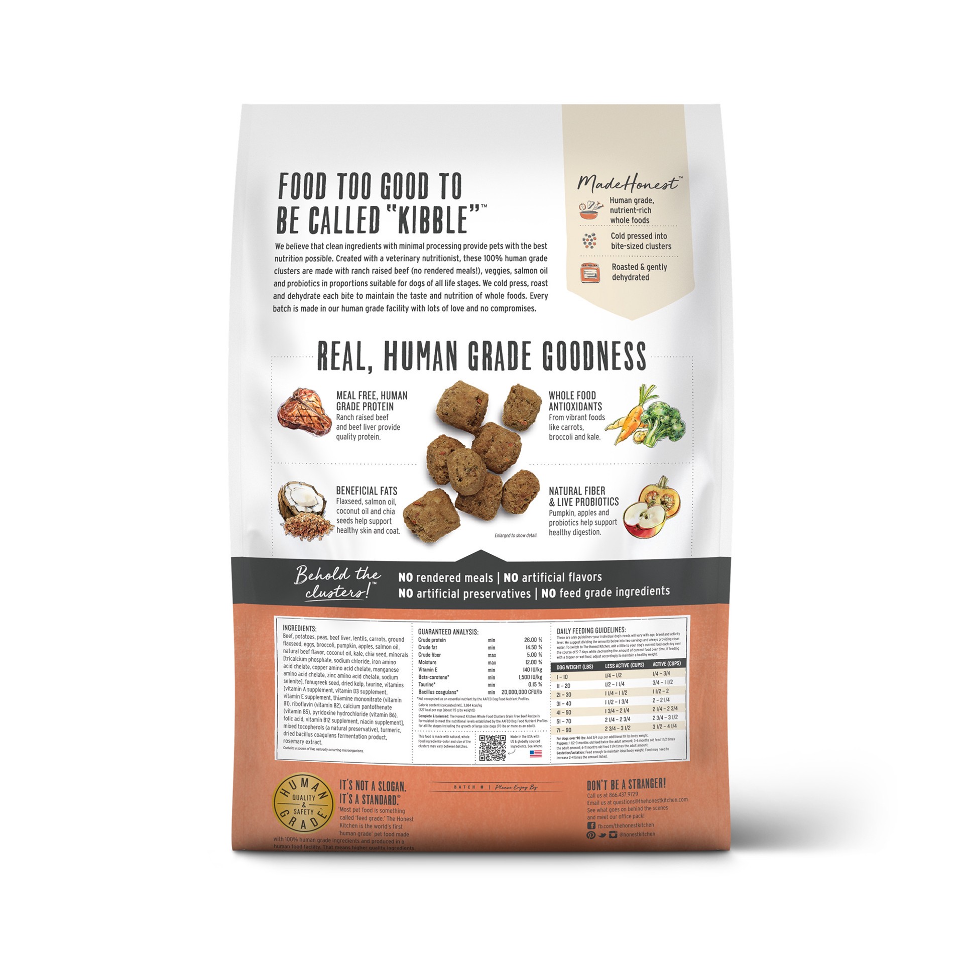 slide 7 of 8, The Honest Kitchen Whole Food Clusters Grain Free Beef Dry Dog Food, 20 lb Bag, 20 lb