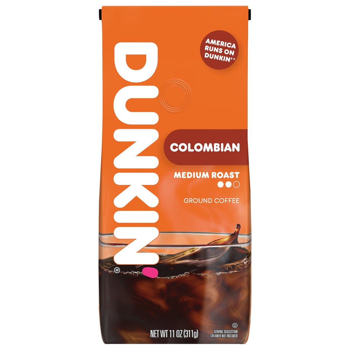 slide 1 of 7, Dunkin' Colombian Medium Roast Ground Coffee, 11 Oz. Bag, 11 oz