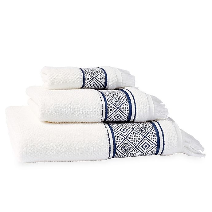 slide 1 of 1, Peri Home Medallion Hand Towel - Indigo, 1 ct